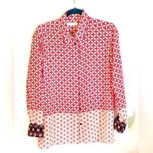 Sandro Silk Red and White Women's Top, 12